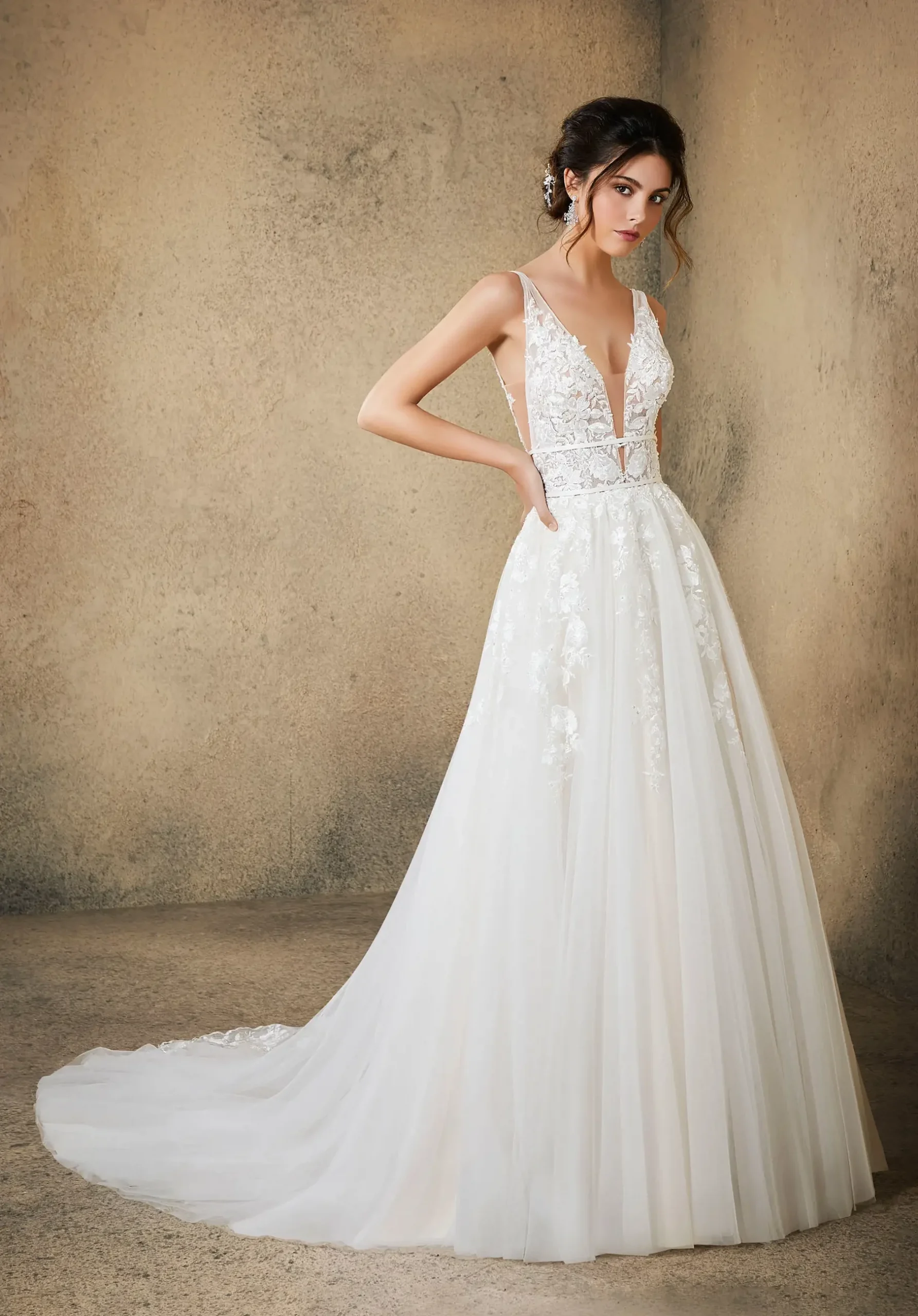 Morilee 5763 A-line wedding dress with beading