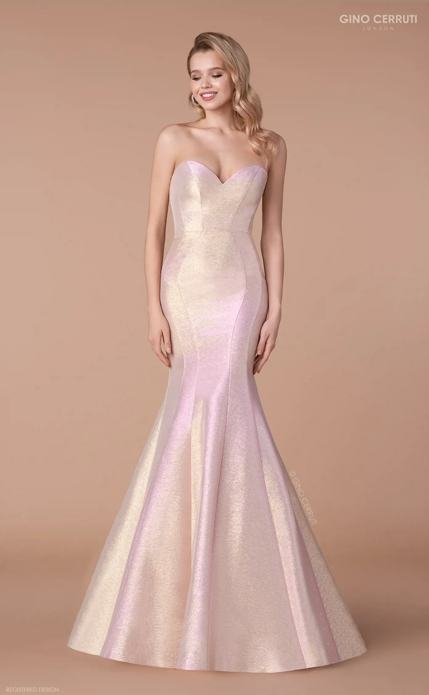 Gino Cerruti 6142S gold mermaid prom dress