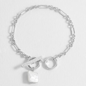 Square Baroque Pearl T-Bar Bracelet - Silver - Estella Bartlett | The Jewellery Edit at Jaynes Bridalwear, Lincoln