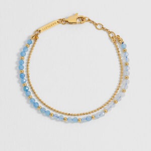 Faceted Blue Gemstone Duo Bracelet - Gold - Estella Bartlett | The Jewellery Edit at Jaynes Bridalwear, Lincoln