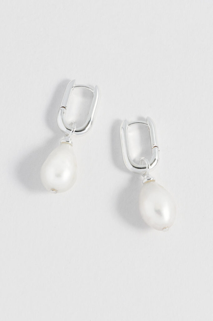 Pearl Drop Link Earrings - Silver - Estella Bartlett | The Jewellery Edit at Jaynes Bridalwear, Lincoln