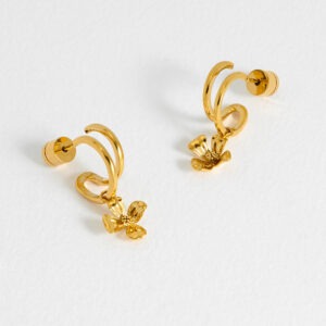 Flower Charm Illusion Hoops - Gold - Estella Bartlett | The Jewellery Edit at Jaynes Bridalwear, Lincoln