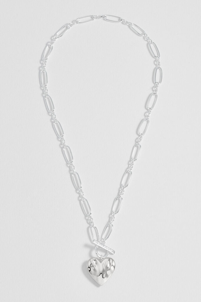 Oversized Molten Heart Necklace - Silver - Estella Bartlett | The Jewellery Edit at Jaynes Bridalwear, Lincoln